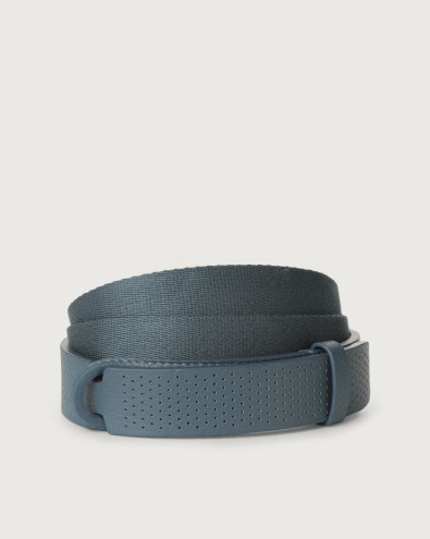 Micron perforated leather and fabric Nobuckle belt