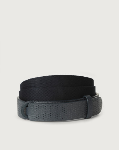 Micron perforated leather and fabric Nobuckle belt