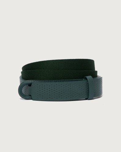 Micron perforated leather and fabric Nobuckle belt