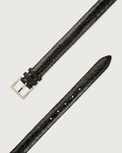 Cocco Fianco Lucido classic crocodile leather belt 3 cm