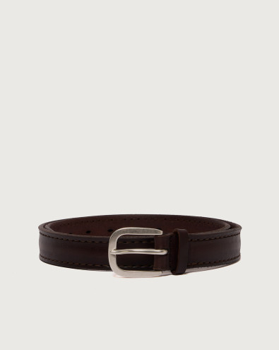 Bull Soft leather belt with topstitching 3 cm