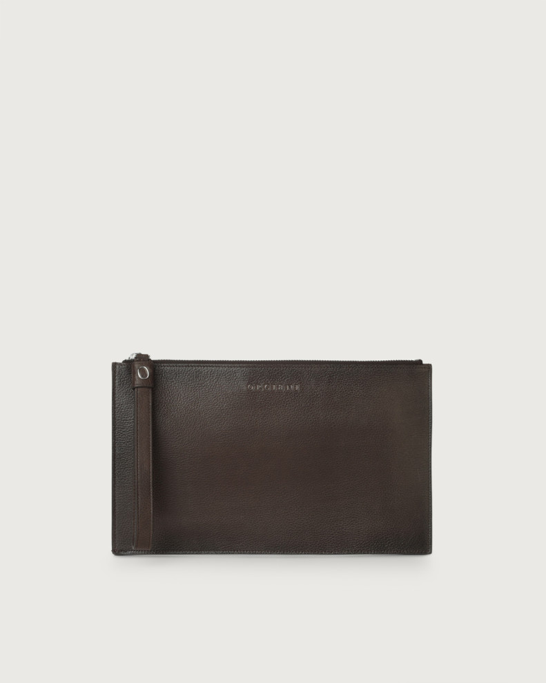 Micron leather Flat Pouch with wristband