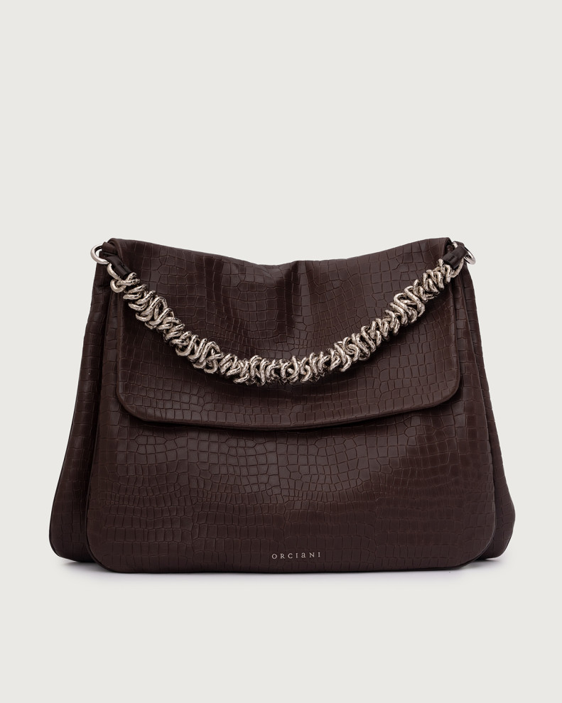Diana Cocco Large embossed leather shoulder bag with strap