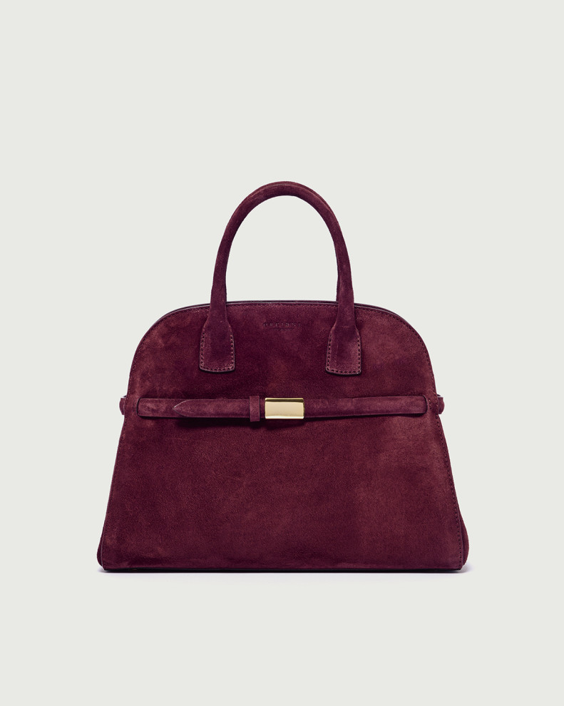 Aura Peach Midi suede handbag with strap