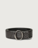 Diamond python leather belt with monogram buckle