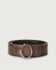 Diamond python leather belt with monogram buckle