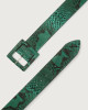 Orciani Diamond high waist python leather belt with covered buckle Python Leather Emerald Green