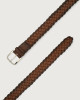 Orciani Micron Deep braided leather belt Leather Burnt
