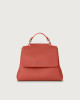 Orciani Sveva Soft small leather handbag with strap Grained leather, Leather Brick