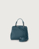 Orciani Sveva Soft Mini leather handbag with shoulder strap Grained leather Blue