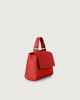 Orciani Sveva Soft Mini leather handbag with shoulder strap Grained leather Marlboro red