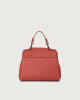 Orciani Sveva Soft Mini leather handbag with shoulder strap Grained leather Brick