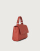 Orciani Sveva Soft Mini leather handbag with shoulder strap Grained leather Brick