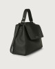 Orciani Sveva Soft large leather shoulder bag with strap Grained leather Black