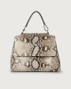Orciani Sveva Diamond medium python leather shoulder bag with strap Python Leather White