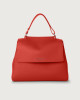 Orciani Sveva Soft medium leather shoulder bag with strap Grained leather, Leather Marlboro red