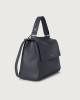 Orciani Sveva Soft Medium leather shoulder bag with shoulder strap Grained leather Navy