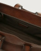 Orciani Micron Deep leather weekender bag with strap Leather Brown