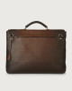 Orciani Micron Deep leather large briefcase with strap Leather Brown