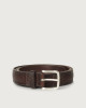 Orciani Bull Soft beehive pattern leather belt Leather Chocolate