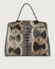 Orciani Sveva Naponos large python leather shoulder bag with strap Python Leather Grey