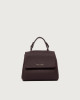 Orciani Sveva Soft Mini leather handbag with shoulder strap Grained leather Burgundy