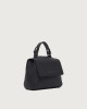 Orciani Sveva Soft Mini leather handbag with shoulder strap Grained leather Dark navy