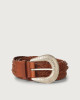 Orciani Masculine braided leather belt 4 cm Leather Cognac