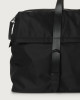 Eco-logic regenerated nylon and leather holdall