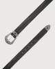 Orciani Bull Soft tip, loop and buckle with tone on tone stone leather belt 3 cm Bull hide Black