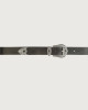 Orciani Bull Soft tip, loop and buckle with tone on tone stone leather belt 3 cm Bull hide Black