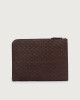 Orciani Chevrette Woven leather slim document holder Leather Chocolate