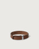 Orciani Bull leather Nobuckle bracelet with silver detail Leather Brown