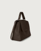 Orciani Sveva Soft large leather shoulder bag with strap Grained leather Chocolate