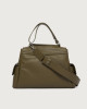 Orciani Sveva Sense Cargo Midi leather shoulder bag with strap Grained leather Olive green