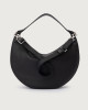 Orciani Dumpling Soft Large leather shoulder bag with strap Grained leather Black