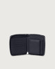 Orciani Micron small leather wallet with zip with RFID Navy