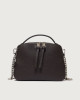 Orciani Chéri Soft leather hand mini bag with shoulder strap Grained leather Chocolate