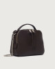 Orciani Chéri Soft leather hand mini bag with shoulder strap Grained leather Chocolate