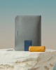 Orciani Micron slim leather document holder Grained leather Light grey