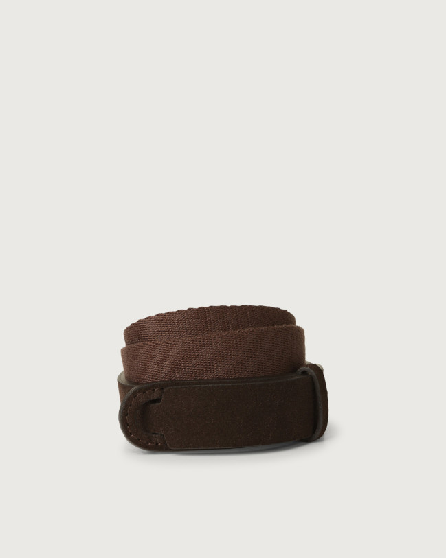 Orciani Suede and fabric Suede Nobuckle Kids belt Suede Chocolate