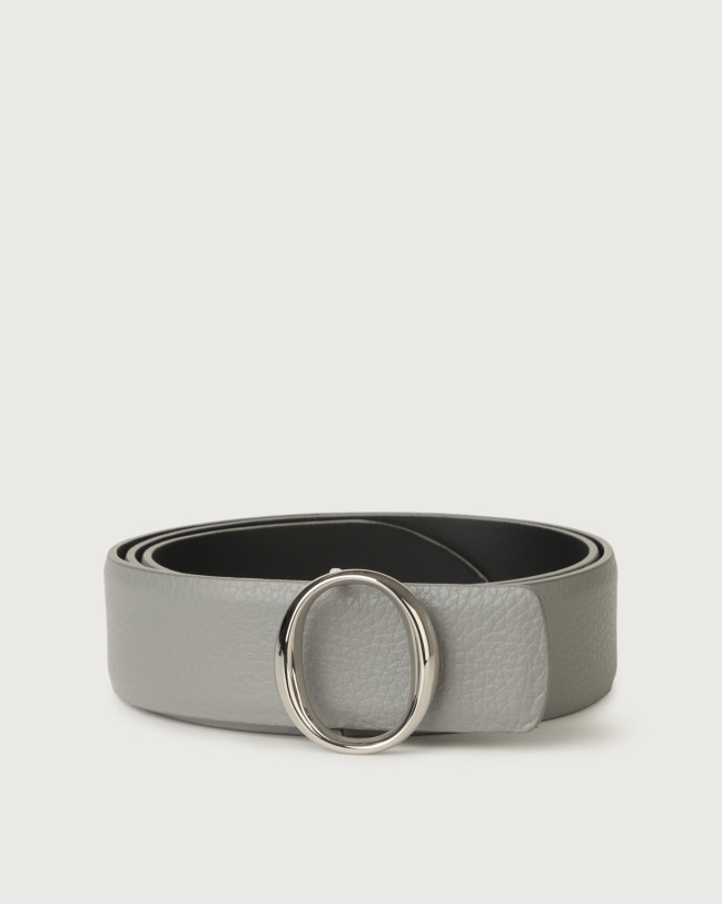 Orciani Micron leather belt with monogram buckle Grey