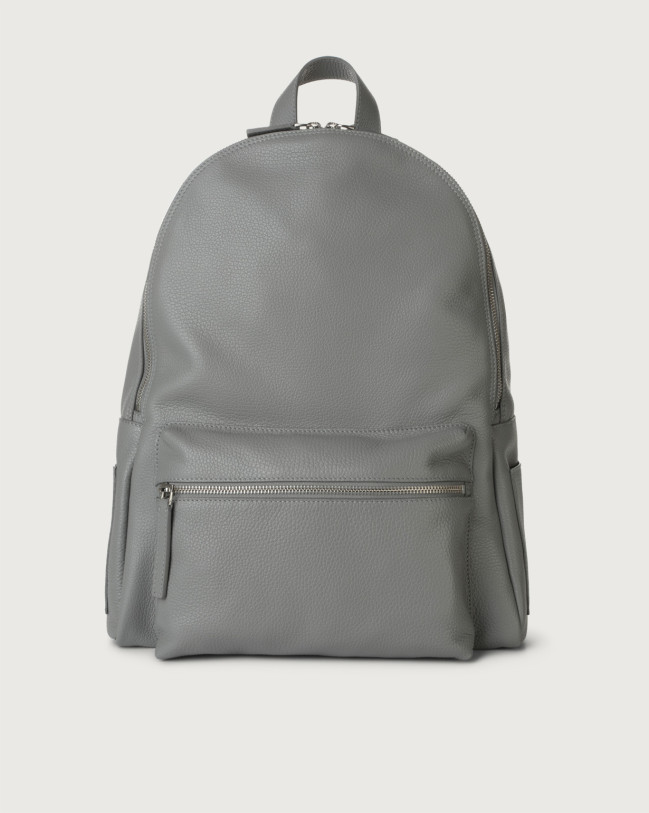 Orciani Laio Micron Leather Backpack Grained leather Light grey