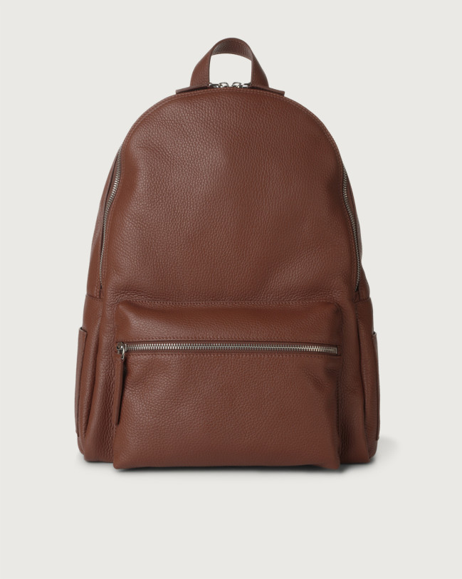 Orciani Micron Leather Backpack Grained leather Cognac