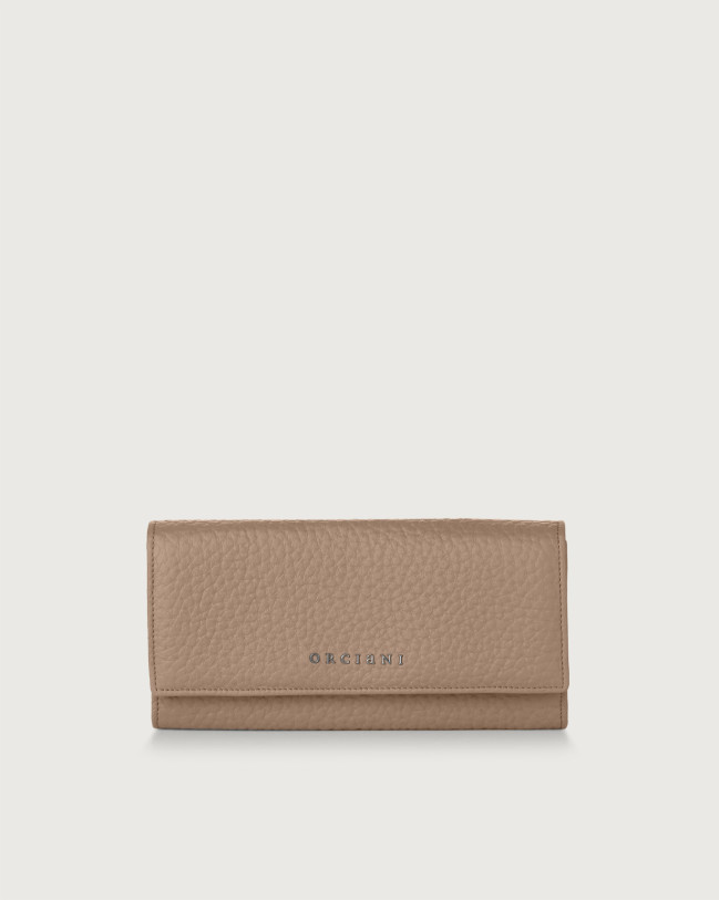 Orciani Soft leather wallet with RFID protection Grained leather, Leather Taupe