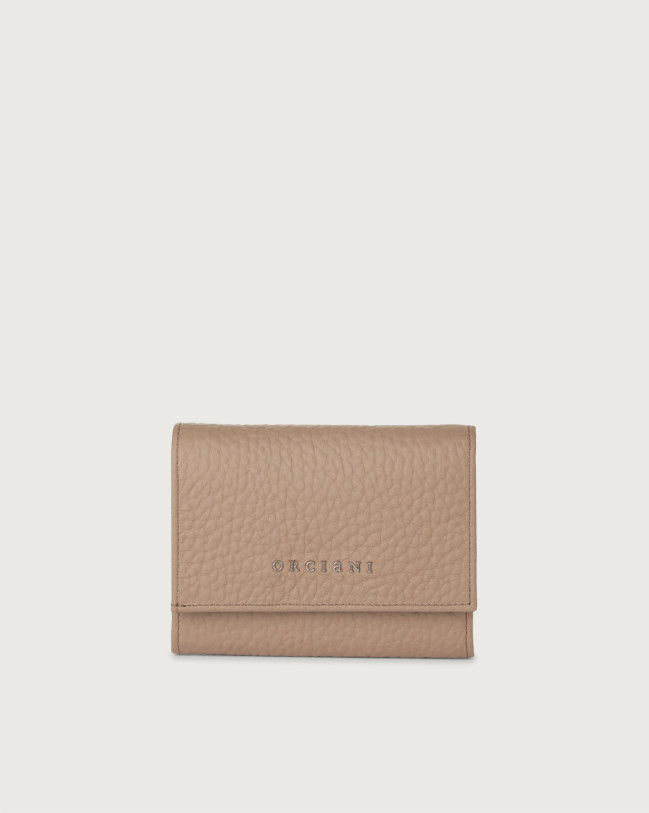 Orciani Soft small leather envelope wallet Grained leather Taupe