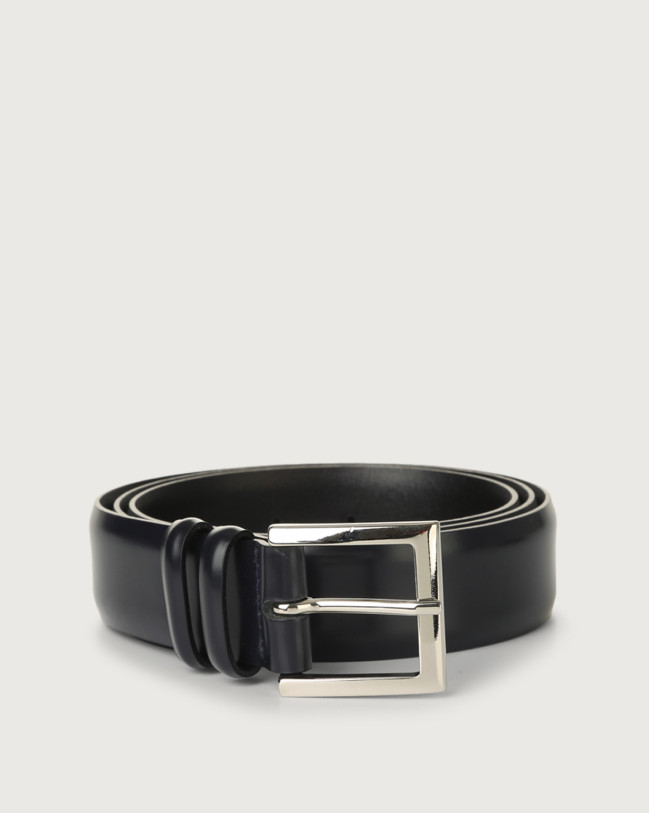 Orciani Calf classic leather belt 3,5 cm Leather Deep blue