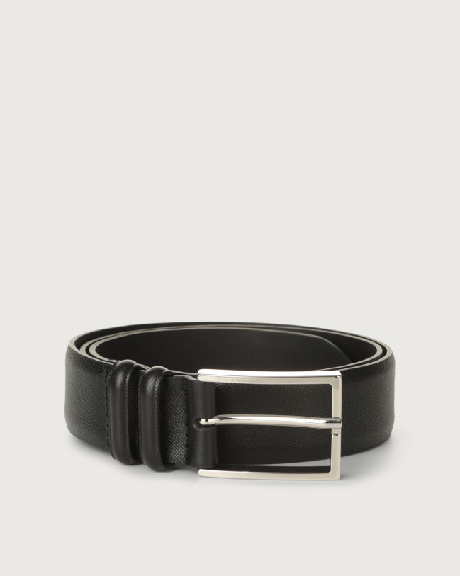 Orciani Basic Saffiano classic leather belt Leather Black