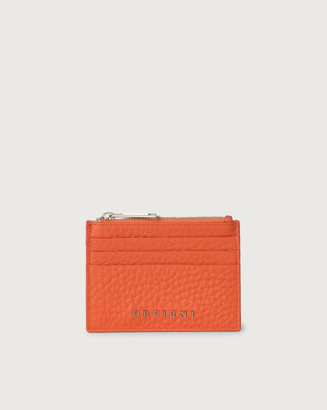 Orciani Soft leather card holder Leather Coral