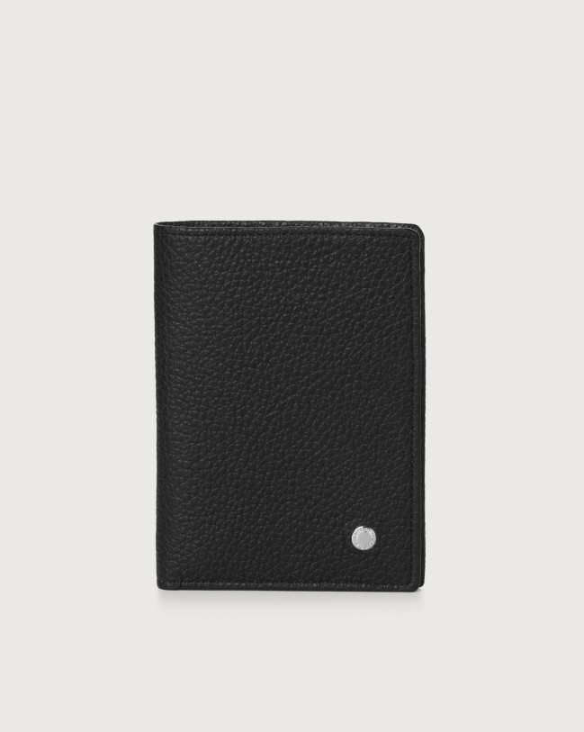 Orciani Micron leather vertical wallet Leather Navy